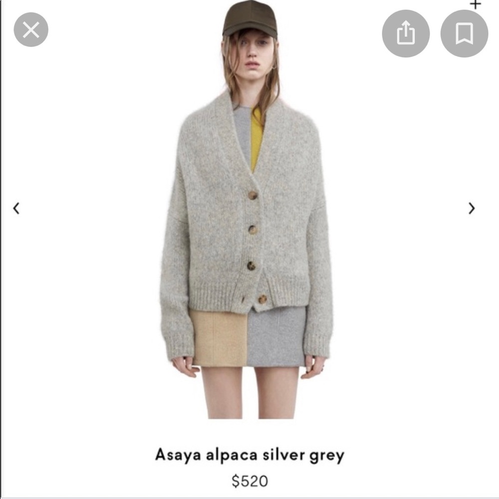 Acne Studios Grey Alpaca Cardigan Sweater